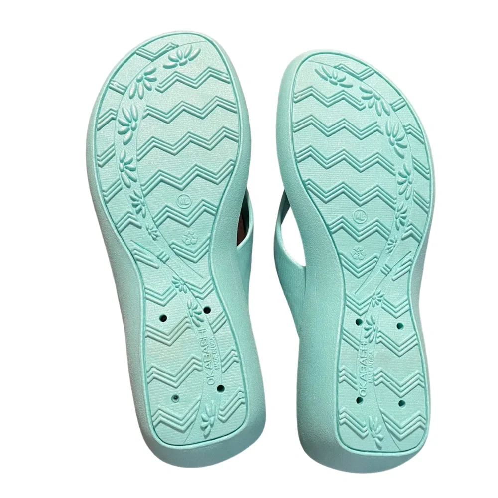 OKABASHI Splash Flip Flops/Sandals Vegan Molded Seaglass color Size 8-9